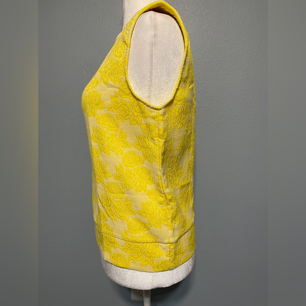 Zara Trafaluc‎ Yellow Jacquard Top Floral Texture Coquettecore Size Small - Picture 2 of 10